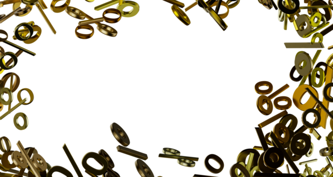 3d Sales icons floating in the air 3D rendering transparent PNG