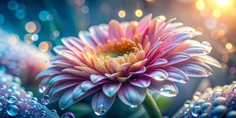 Double Exposure Macro: Dewdrop Flower Bloom, Nature Photography, Floral Art