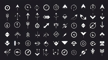 Grid of small, white vector graphic icons