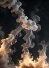 Softly glowing wisps of smoke dancing in the air , delicate tendrils, luminous fog, radiant gas