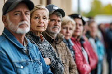Fototapeta premium Long line at hospital clinic hallway waiting generative ai
