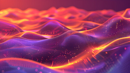 Obraz premium A vibrant, abstract representation of flowing waves in a digital landscape.