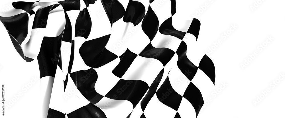 Aufkleber the checkered flag waves in the wind signifying the finish line