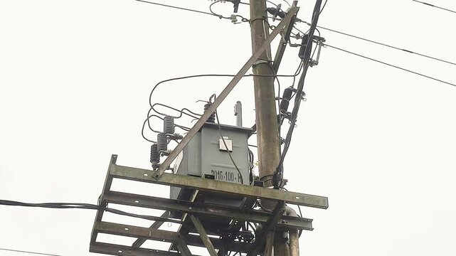 Purbalingga Indonesia January 29 2025 video object of electricity poles in a rural environment
