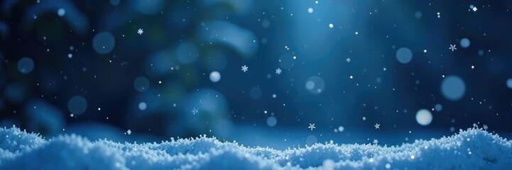 Snowflakes gently falling on a serene winter night, serenity, calm atmosphere