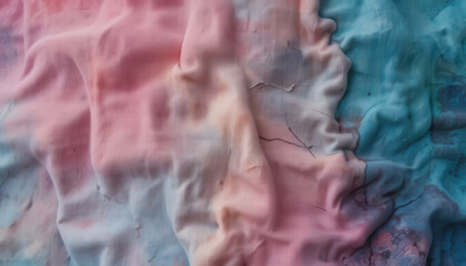 A soft, colorful fabric draped with gentle folds and hues.