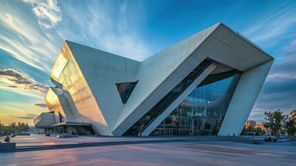 Modern Architectural Marvel at Sunset