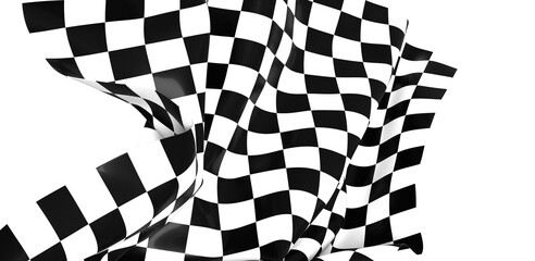 The checkered flag waves in the wind signifying the finish line