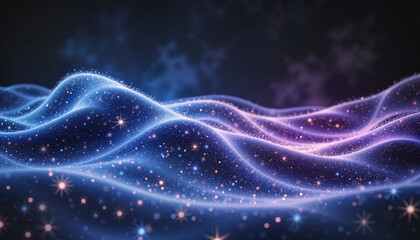 Fototapeta premium Ethereal glowing particles forming a cosmic wave against galaxy backdrop