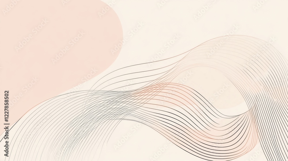 Poster abstract wave patterns with soft color tones creating a serene and modern artistic composition. gene