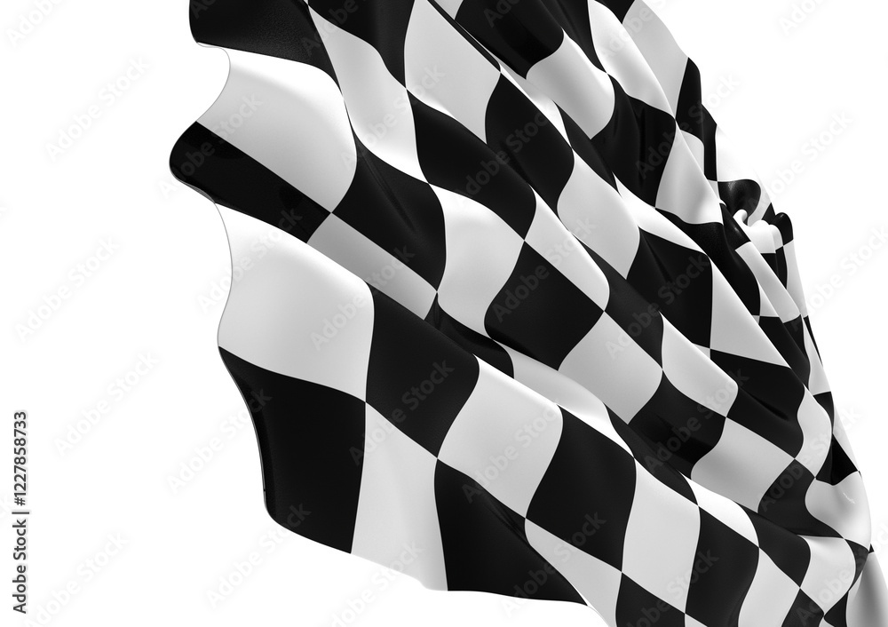 Aufkleber the checkered flag waves in the wind signifying the finish line