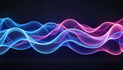 Fototapeta premium Futuristic glowing blue and pink waves in symmetrical patterns, digital art