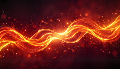 Fototapeta premium Dynamic abstract wave of glowing particles in fiery colors, energy flow