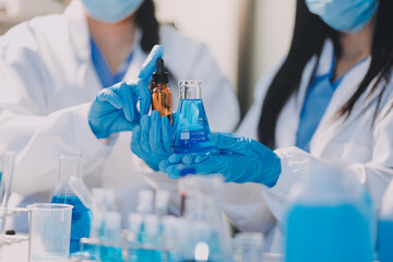 Microbiological research with a test tube and micropipette in close -up