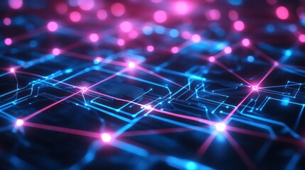 Network, digital, connections, glowing, circuit, board, technology, abstract, background, data