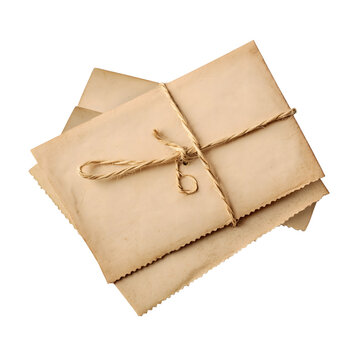 Kraft paper packages gift wrapped isolated on transparent background