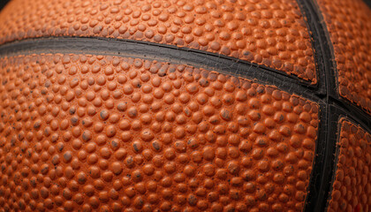 Fototapeta premium Close-up view of a textured basketball surface.