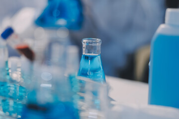 Microbiological research with a test tube and micropipette in close -up