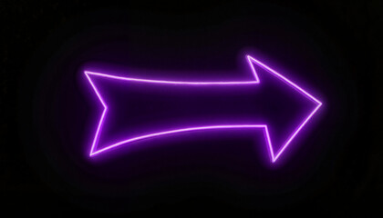 Glowing purple arrow with luminous aura in black background, direction