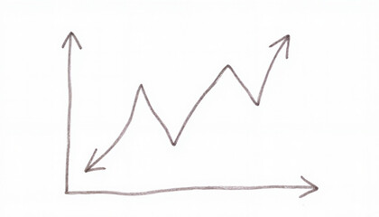 Hand-drawn illustration of a rising graph on white background, progress
