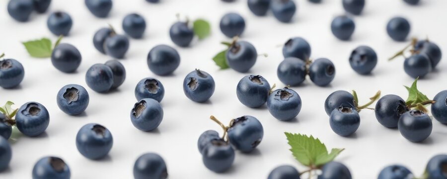 Small blue berries arranged on a white background , nature, botanical - Powered by Adobe