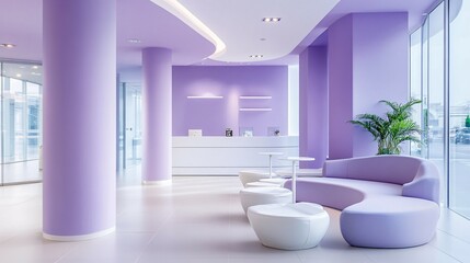 Fototapeta premium Modern Lavender Office Reception Area Design