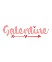 Galentine valentine typography text on plain white transparent isolated background for card, shirt, hoodie, sweatshirt, apparel, tag, mug, icon, poster or badge