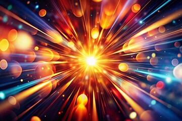 Fototapeta premium Dynamic Fiery Swirl with Bokeh Flare: Abstract Motion Background