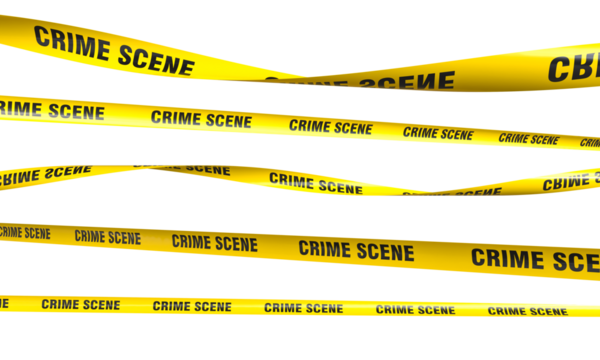 Yellow crime scene tape waving and restricting access