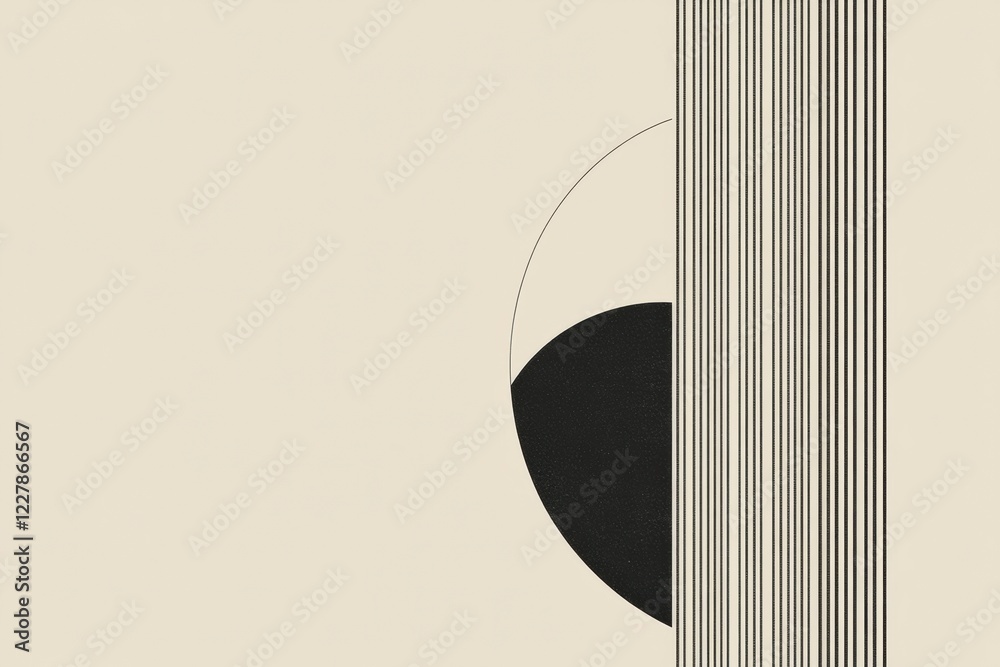 Poster abstract design featuring contrasting shapes and lines in minimalist style. generative ai
