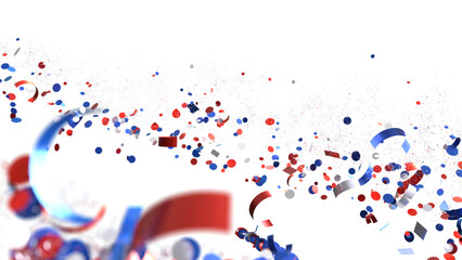 Confetti - American national colors. USA Presidents Day, American Labor day, Memorial Day, US election concept.