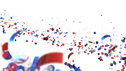 Confetti - American national colors. USA Presidents Day, American Labor day, Memorial Day, US election concept.