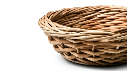 Obraz premium This beautifully simple woven basket, crafted from natural materials, is an ideal choice for both stylish storage and decorative accents in any home environment