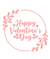 Happy Valentine&rsquo;s Day typography text on plain white transparent isolated background for card, shirt, hoodie, sweatshirt, apparel, tag, mug, icon, poster or badge
