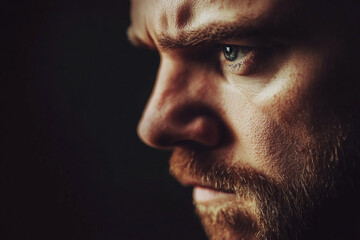 Fototapeta premium Intense Angry Facial Expression Representing Conflict and Misunderstanding, Generative AI