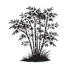 Bamboo Tree silhouette with finely detailed leaf and branch structure - Bamboo tree silhouette - Bamboo tree vector - Bamboo tree illustration - Bamboo silhouette - Bamboo vector

