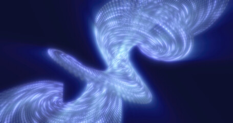 Abstract digital art depicting a flow of light particles forming a wave shape in vivid blue, symbolizing technology, energy, and futuristic design