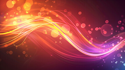 Obraz premium Vibrant abstract waves with light effects and colorful bokeh.