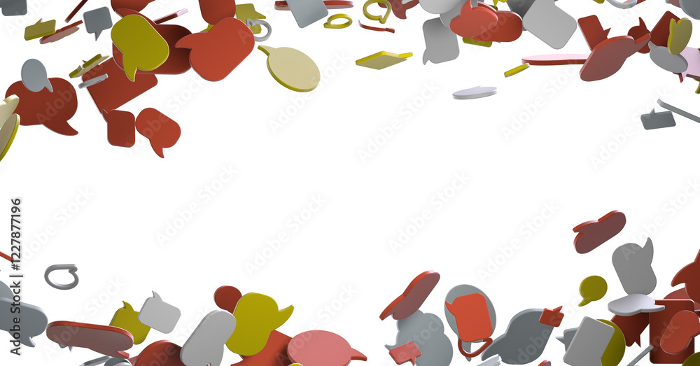 Poster touching 3d rendering flying email icon with his fin