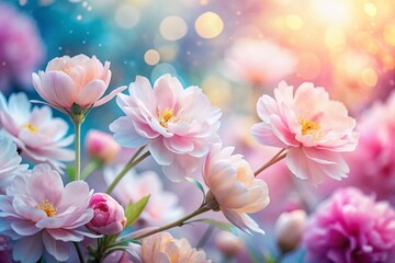 Obraz premium Elegant Pastel Spring Flowers Background - High-Resolution Stock Photo