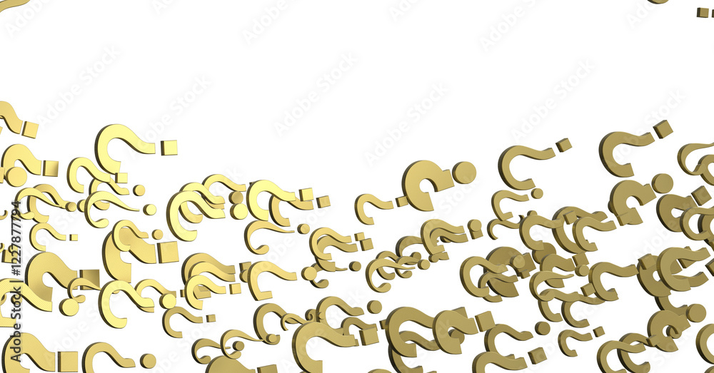 Poster infinite question marks on a plane, original three dimensional illustration.