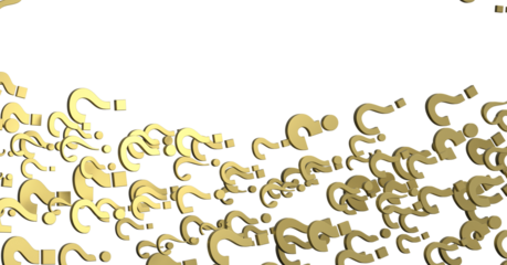 Infinite question marks on a plane, original three dimensional illustration.