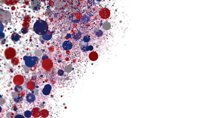 Festive background with confetti in the shape of stars in the color of the American flag.