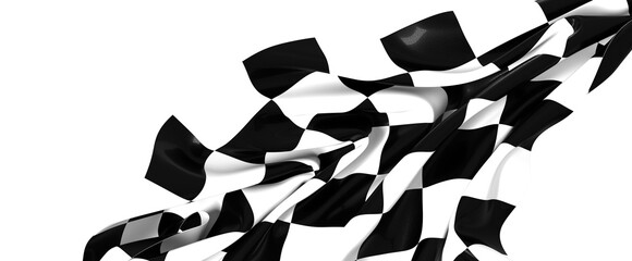 The checkered flag waves in the wind signifying the finish line
