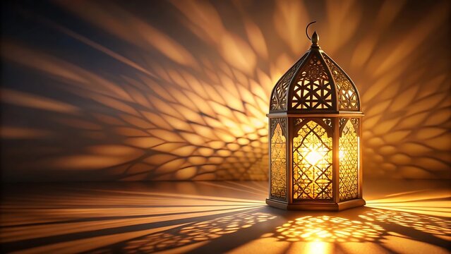 Intricate Ramadan Lantern with Warm Light and Beautiful Shadows