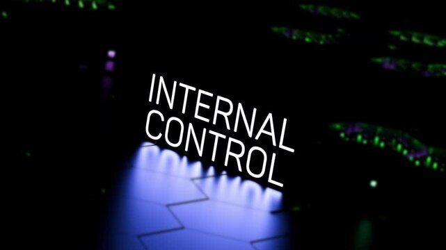 INTERNAL CONTROL text, neon word. Internal control business concept,animation.3D render