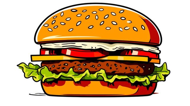 recommend clip art: Burger Silhouette Icon - Black Outline of Fast Food Hamburger