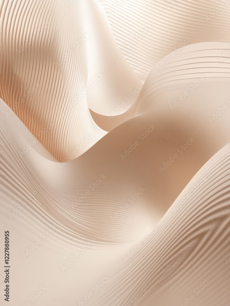 Leinwandbilder soft beige fabric drapes create gentle waves and textures in a tranquil setting. generative ai