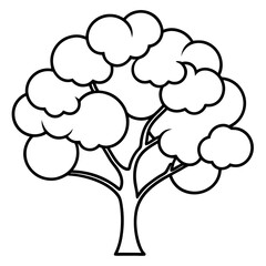 cherry tree line art vector illustration 