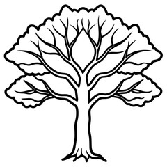 banyan tree line art vector illustration 